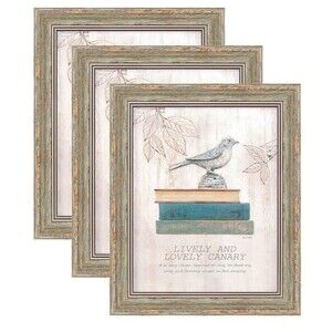 3 Pack 8x10 Inch Picture Frames Farmhouse Brown Distressed White Gallery Wall